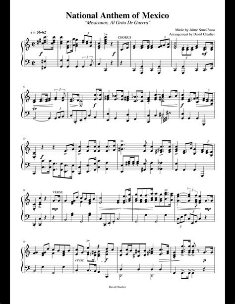 mexican national anthem sheet music.